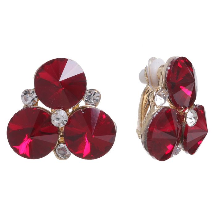 Клипсы "Трио", цвет бело-бордовый в золоте