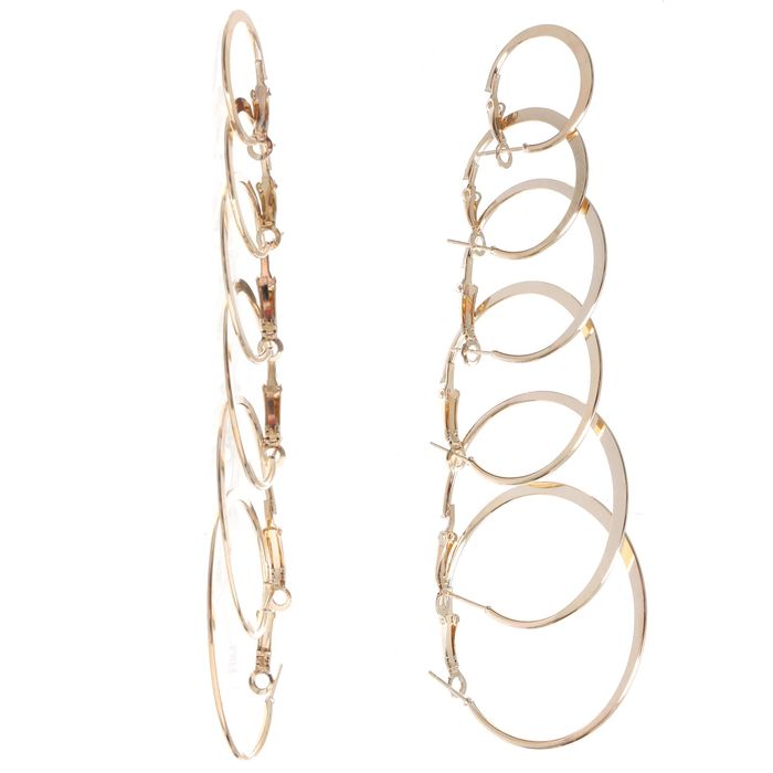 Серьги-кольца 6 пар "Настроение" диск, цвет золото