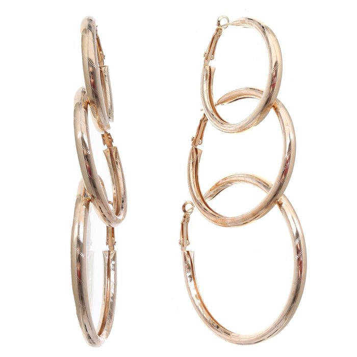 Серьги-кольца 3 пары "Настроение" объёмные, цвет золото