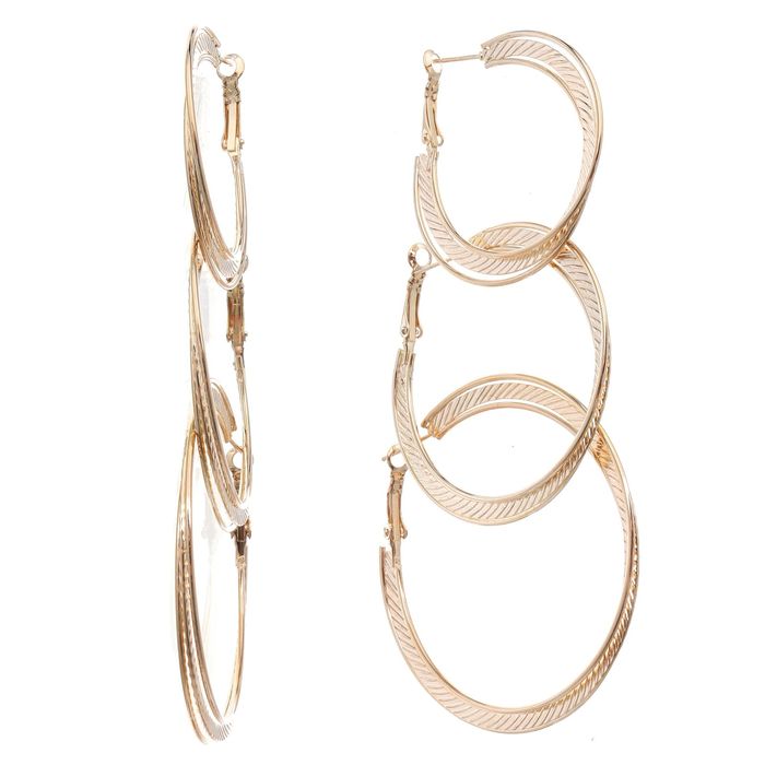 Серьги-кольца 3 пары "Настроение" тройные, цвет золото