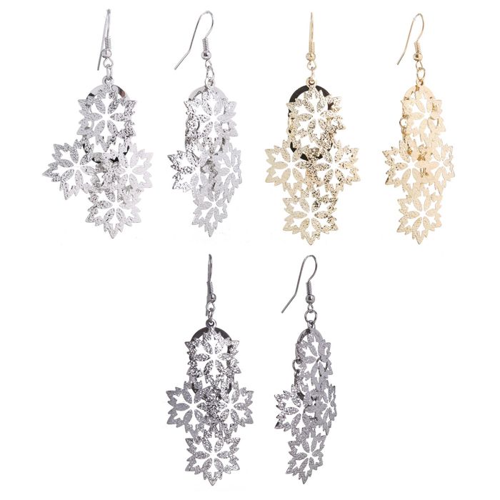 Серьги висячие "Снежинки", цвет МИКС