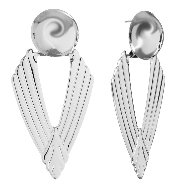 Серьги висячие "Клеопатра" с шаром, цвет серебро