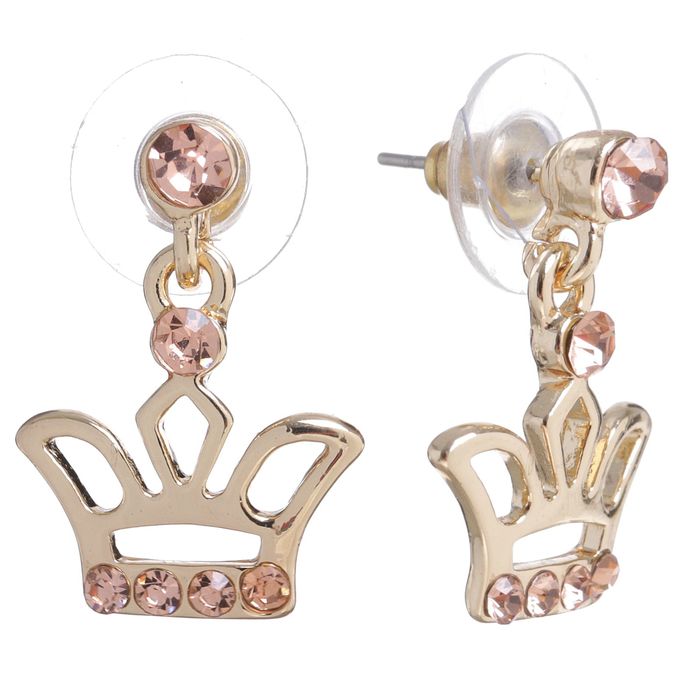 Серьги со стразами "Корона" сияние, цвет золотой