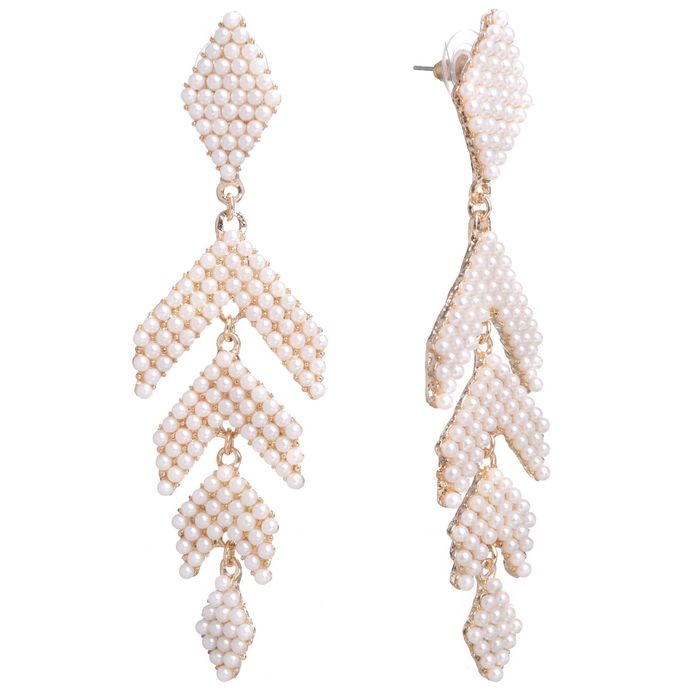Серьги с жемчугом "Шикарный вечер", цвет белый в золоте