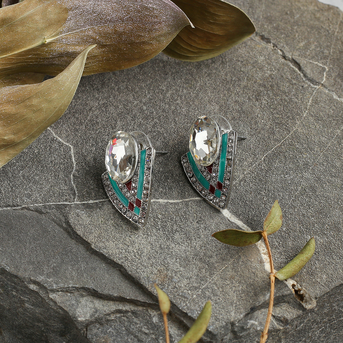 Серьги эмаль "Геометрия", цветные в серебре