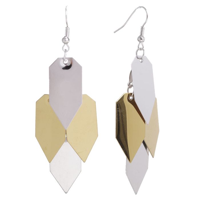 Серьги висячие "Абстракция" лёгкость, цвет серебряно-золотой