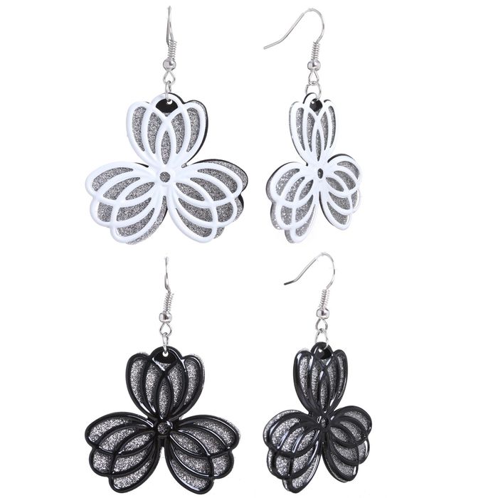 Серьги металл "Цветок" трилистник, цвет МИКС