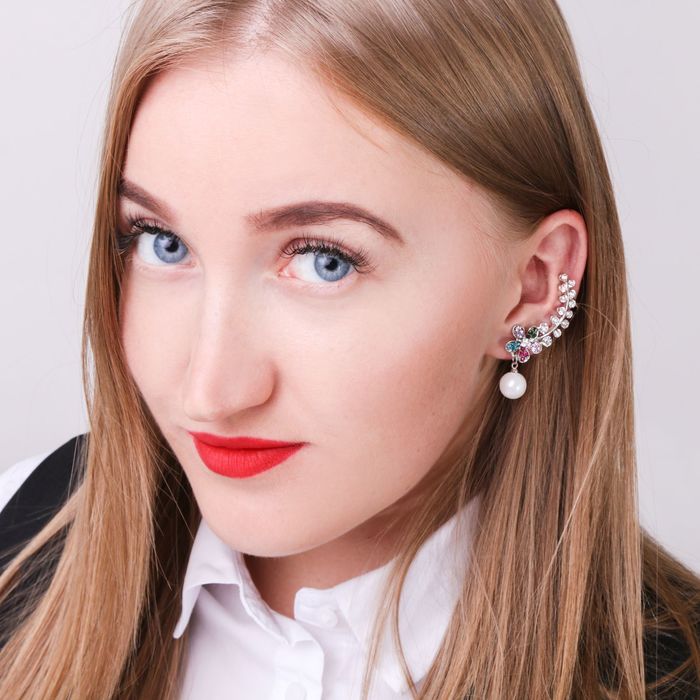 Серьга "Каффа" цветочки с бусиной, цвет МИКС