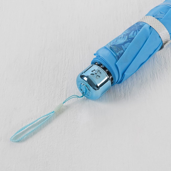 Зонт механический "Цветы", R=48см, цвет светло-голубой