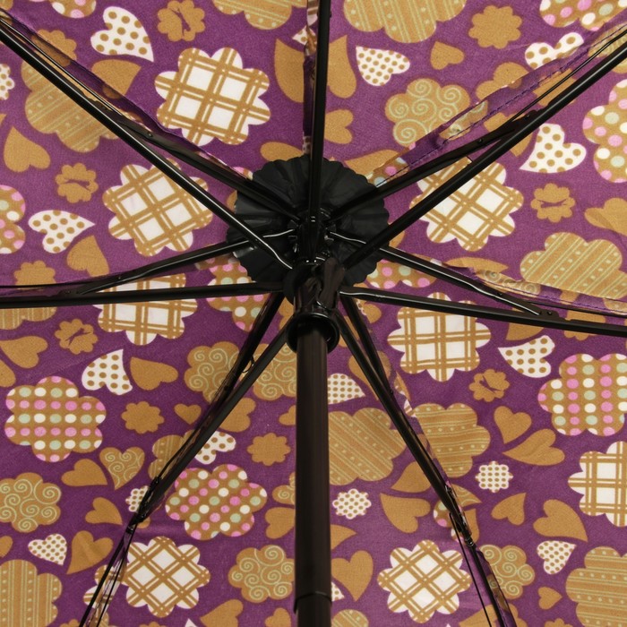 Зонт механический "Сердечки", R=55см, цвет коричневый