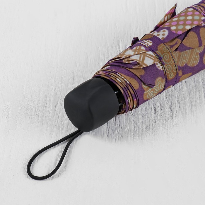 Зонт механический "Сердечки", R=55см, цвет коричневый