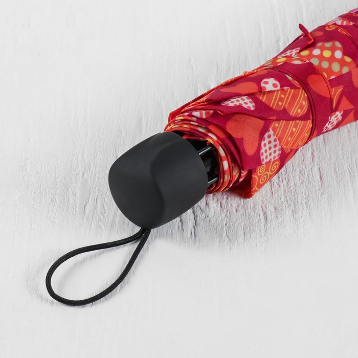 Зонт механический "Сердечки", R=55см, цвет красный