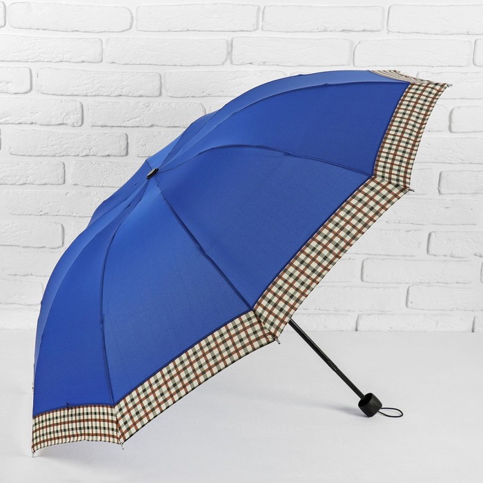 Зонт механический "Клетка", R=55см, цвет синий