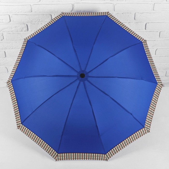 Зонт механический "Клетка", R=55см, цвет синий