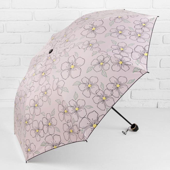 Зонт механический "Анютины глазки", R=55см, цвет розовый