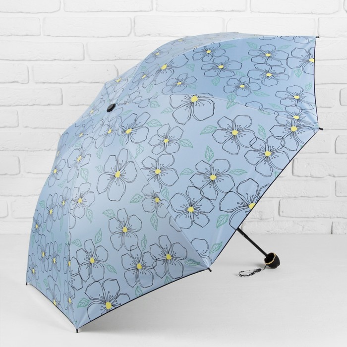Зонт механический "Анютины глазки", R=55см, цвет голубой