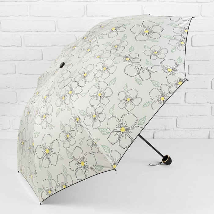 Зонт механический "Анютины глазки", R=55см, цвет молочный