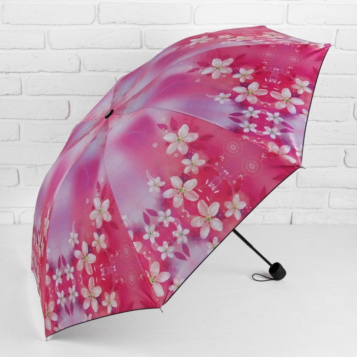 Зонт механический "Цветочная поляна", R=55см, цвет сиреневый