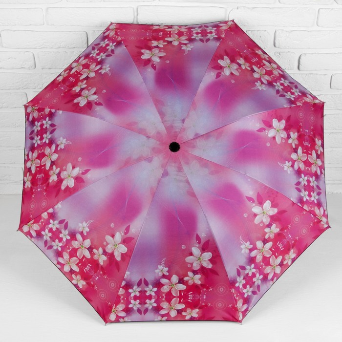 Зонт механический "Цветочная поляна", R=55см, цвет сиреневый