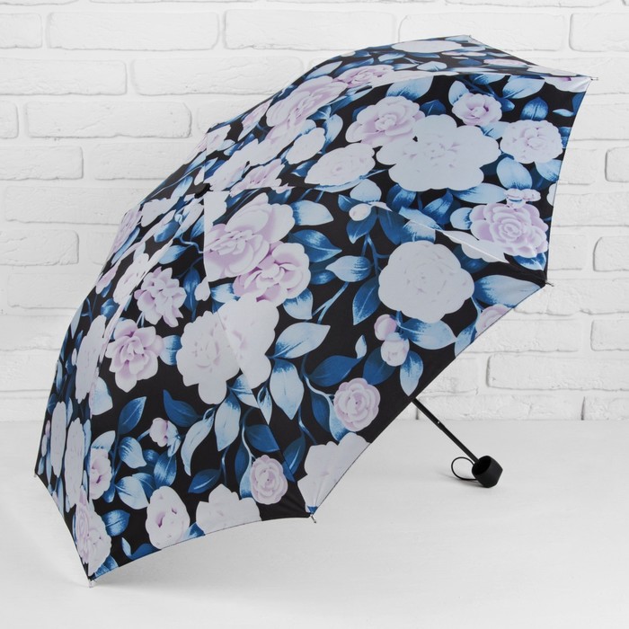 Зонт механический "Пионы", R=55см, цвет синий