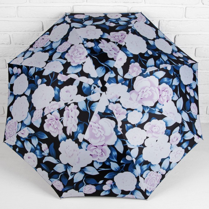Зонт механический "Пионы", R=55см, цвет синий