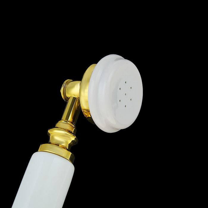 Телефон ретро полистоун, Круг с узором из лепнины Бабочка золото, белый 18*25см