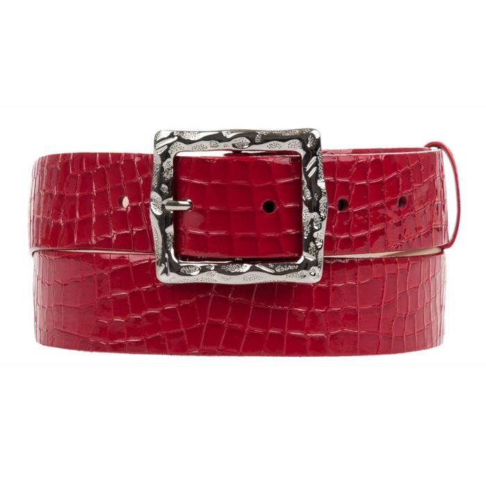 Ремень женский 07-03-02-01, 023-835/1-40(2), 4*110*0,3, пряжка серебро, красный