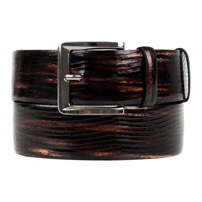 Ремень женский, 5х120х0,3 см, пряжка серебро, цвет коричнево-золотой