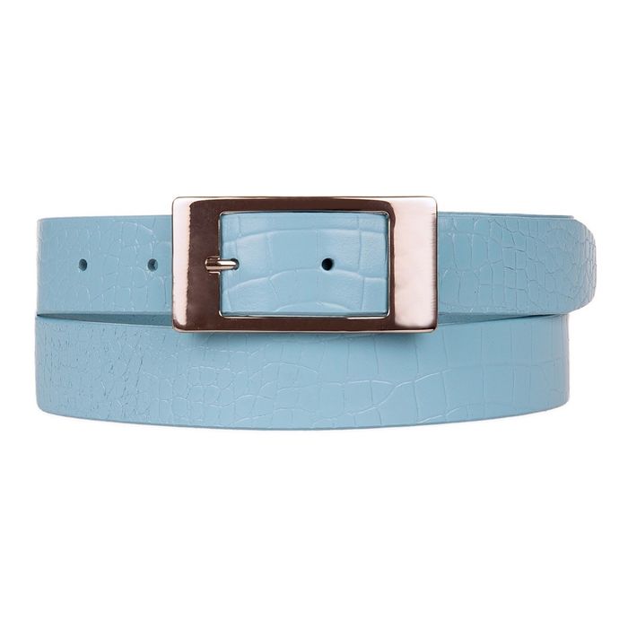 Ремень женский, пряжка серебристая, цвет голубой