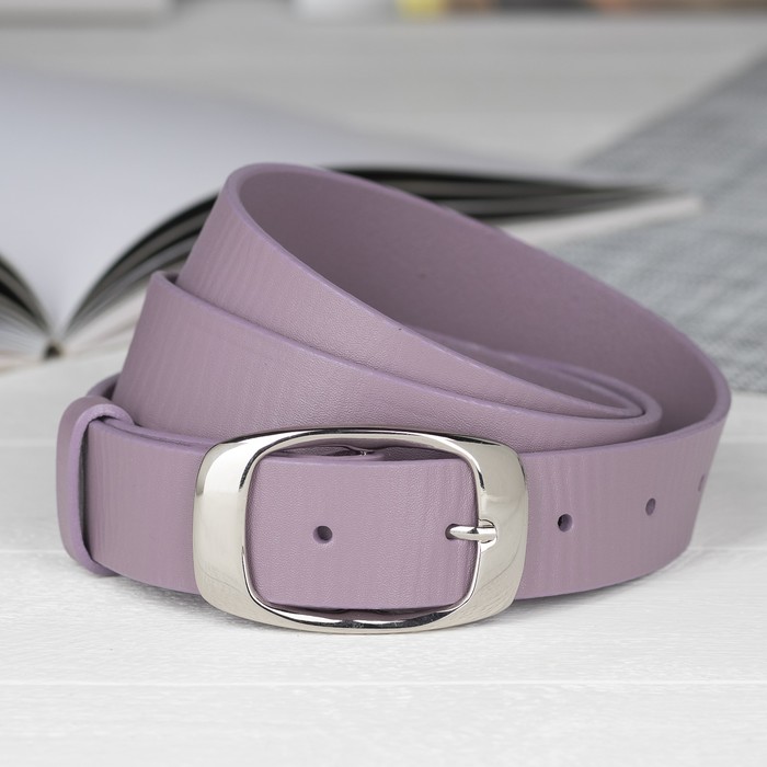 Ремень женский, 3,5х120х0,3 см, пряжка серебро, цвет сиреневый