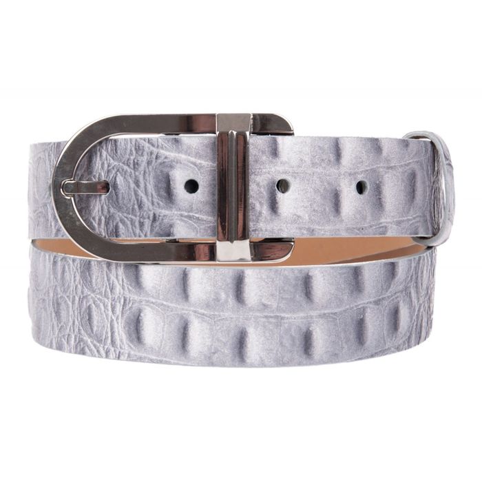 Ремень женский, пряжка серебристая, цвет серый