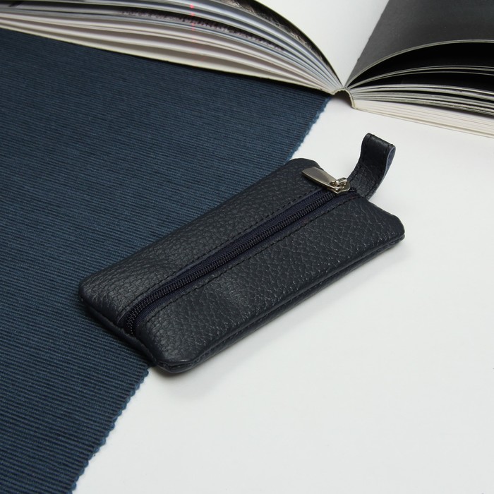 Ключница на молнии, кольцо, флотер, цвет синий