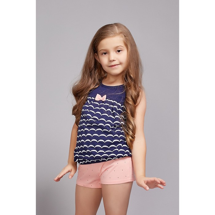 Костюм для девочки, рост 122-128 см (32), цвет персиковый/тёмно-синий