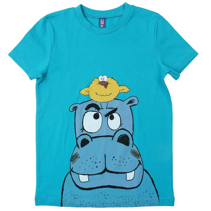Футболка для мальчика "Большой бегемот", рост 92-98 см (26), цвет голубой