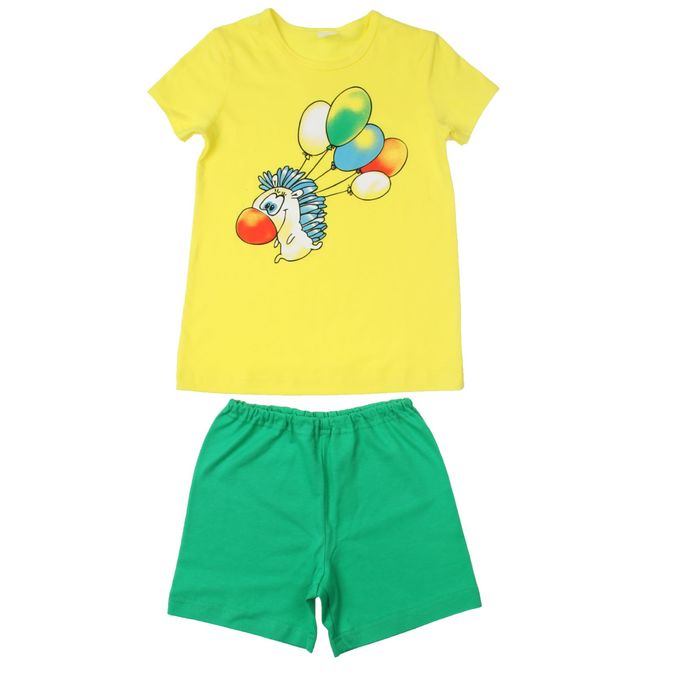 Комплект для мальчика "Ёж", рост 110-116 см (30), цвет зёленый/жёлтый