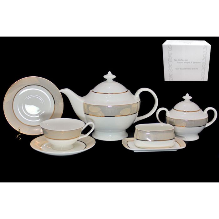 Чайный сервиз "Золотая симфония" в подарочной упаковке, 18 предметов