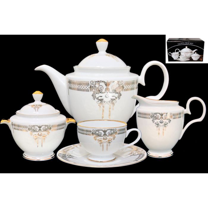 Чайный сервиз "Аристократ" в подарочной упаковке, костяной фарфор, 17 предметов