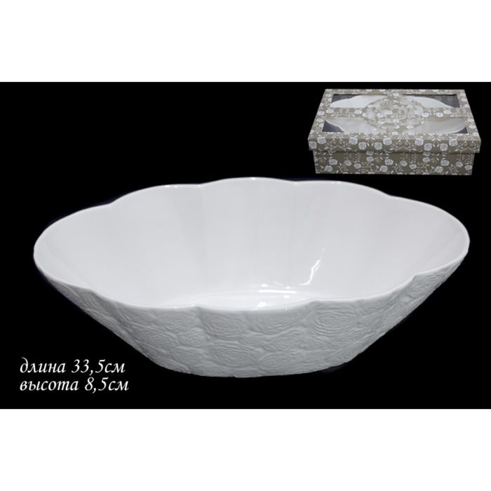 Овальное блюдо "Долина роз" в подарочной упаковке, керамика, 33,5 см