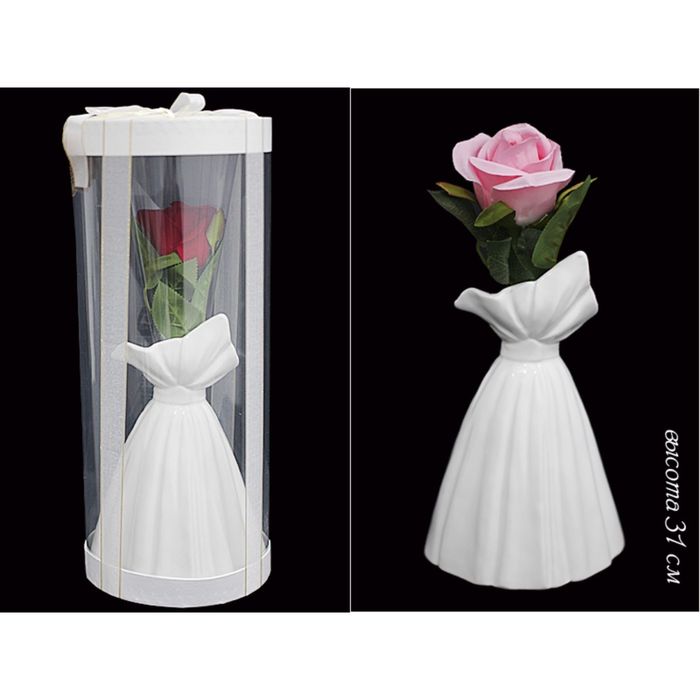 Ваза подарочная Rose в подарочной упаковке, платье, керамика, 31 см