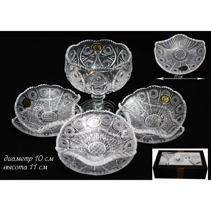 Набор из конфетницы на ножке и 6 розеток, в подарочной упаковке