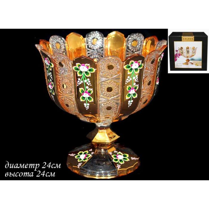 Конфетница на ножке Golden в подарочной упаковке, 24 см