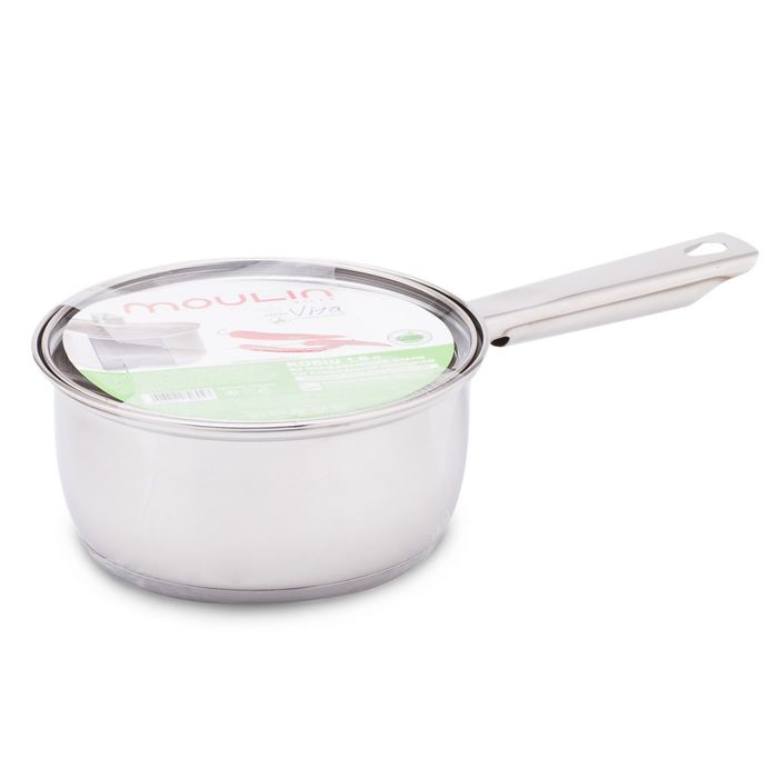 Ковш из нержавеющей стали 1,6 л "VITA" со стеклянной крышкой