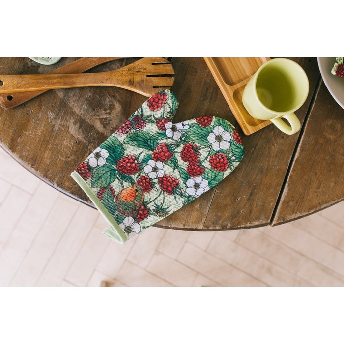 Набор "Доляна" Малина: варежка 18х26 см, прихватка 17х17 см, рогожка 162 г/м2