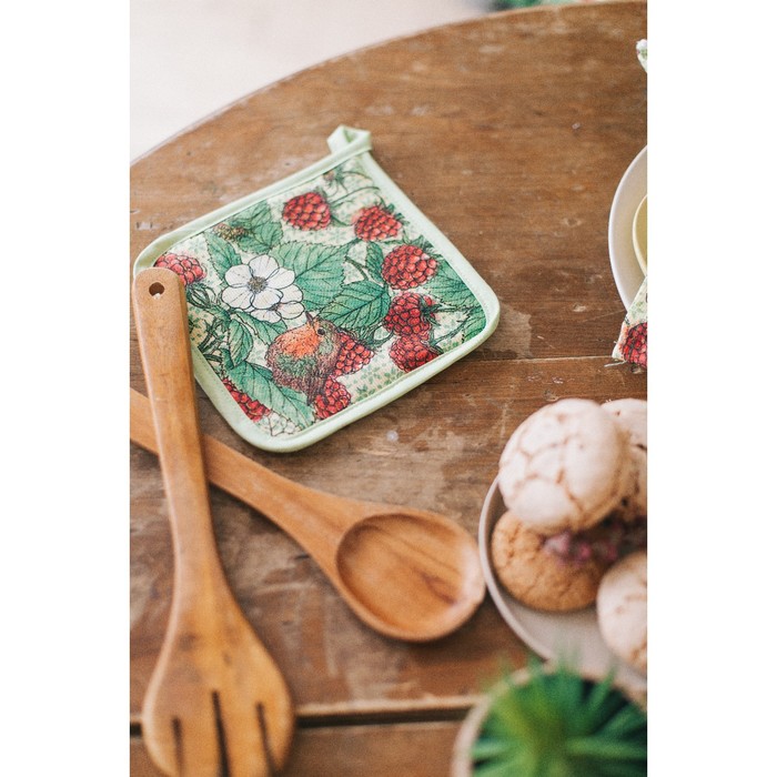Набор "Доляна" Малина: варежка 18х26 см, прихватка 17х17 см, рогожка 162 г/м2