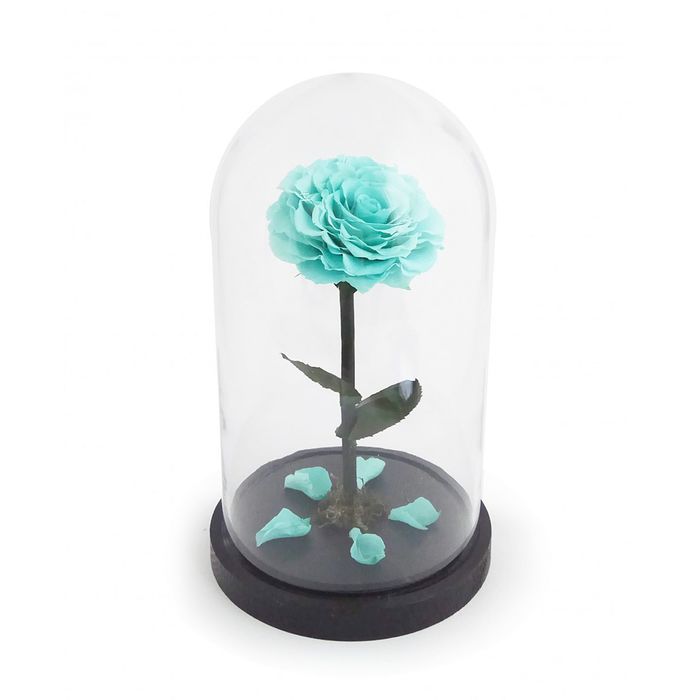 Композиция в стекле "Красавица и чудовище" в куполе, голубой, 16 х 16 х 26 см