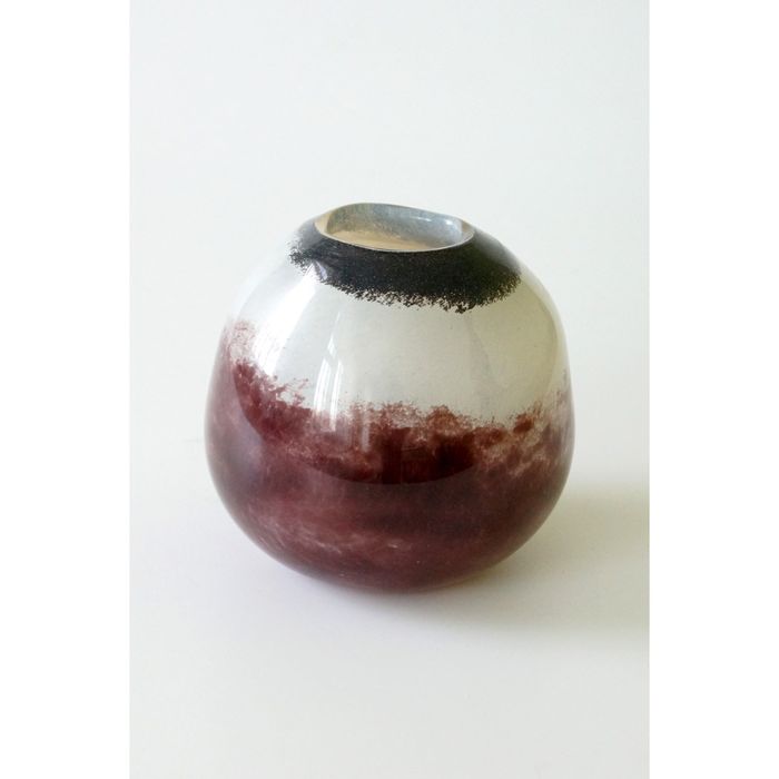 Декоративная гутная ваза "Угрюмка" бочонок