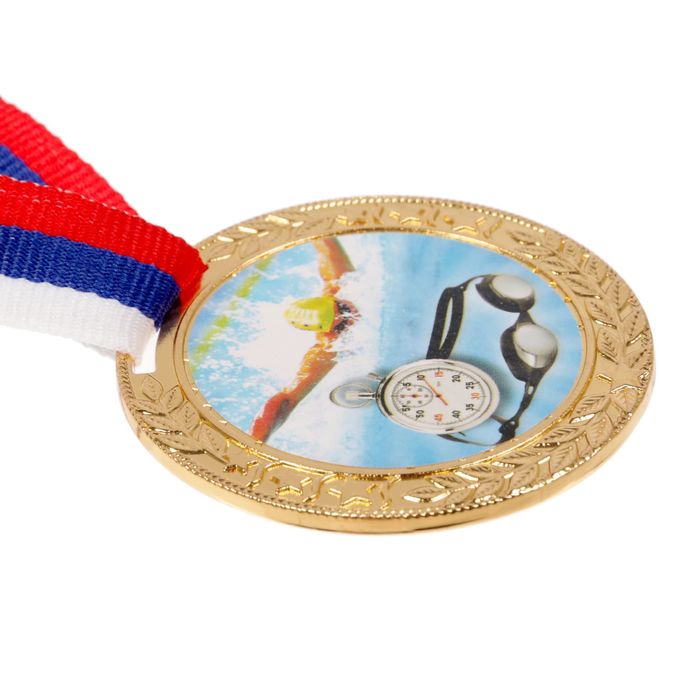 Медаль тематическая 094 "Плавание" диам 5 см Цвет зол