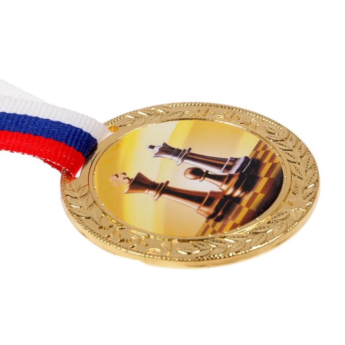 Медаль тематическая 101 "Шахматы" диам 5 см Цвет зол