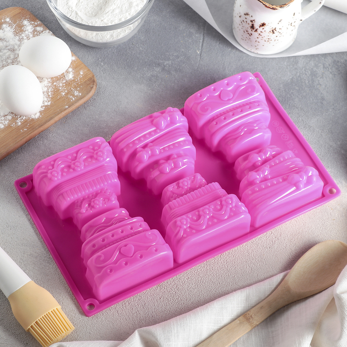 Форма для выпечки "Торт", 6 ячеек, цвета МИКС