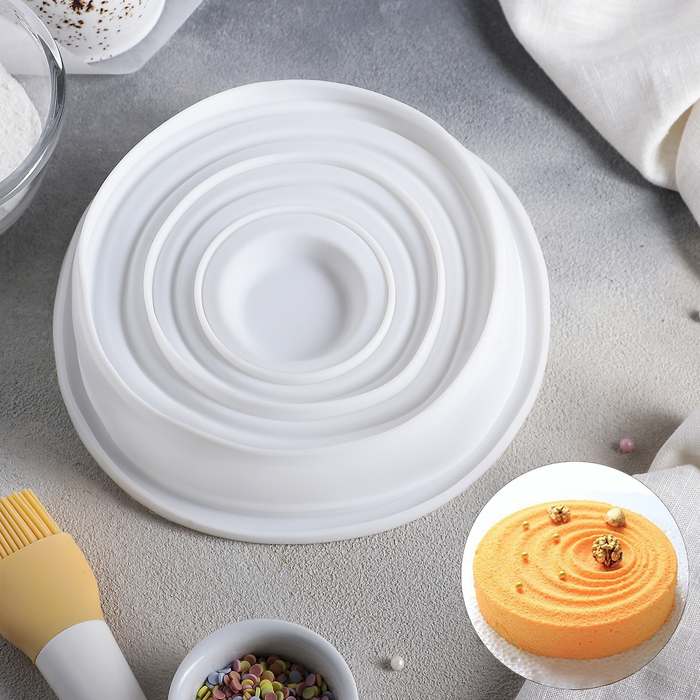 Форма для муссовых десертов и выпечки Доляна «Рябь», d=20 см, цвет белый